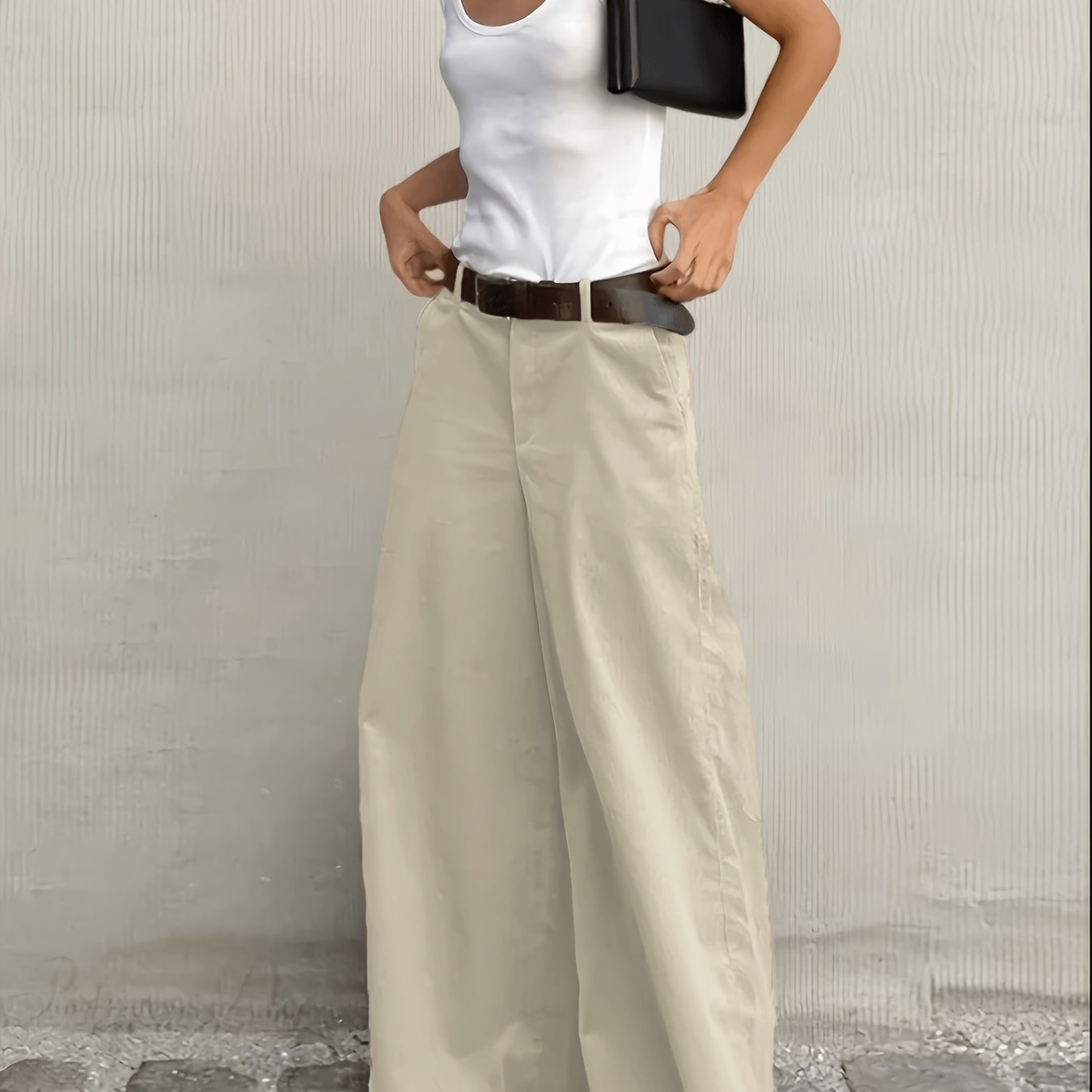 Effortless Wide Leg Pants for Women with High Waist Button Front Relaxed Flowing Casual Style