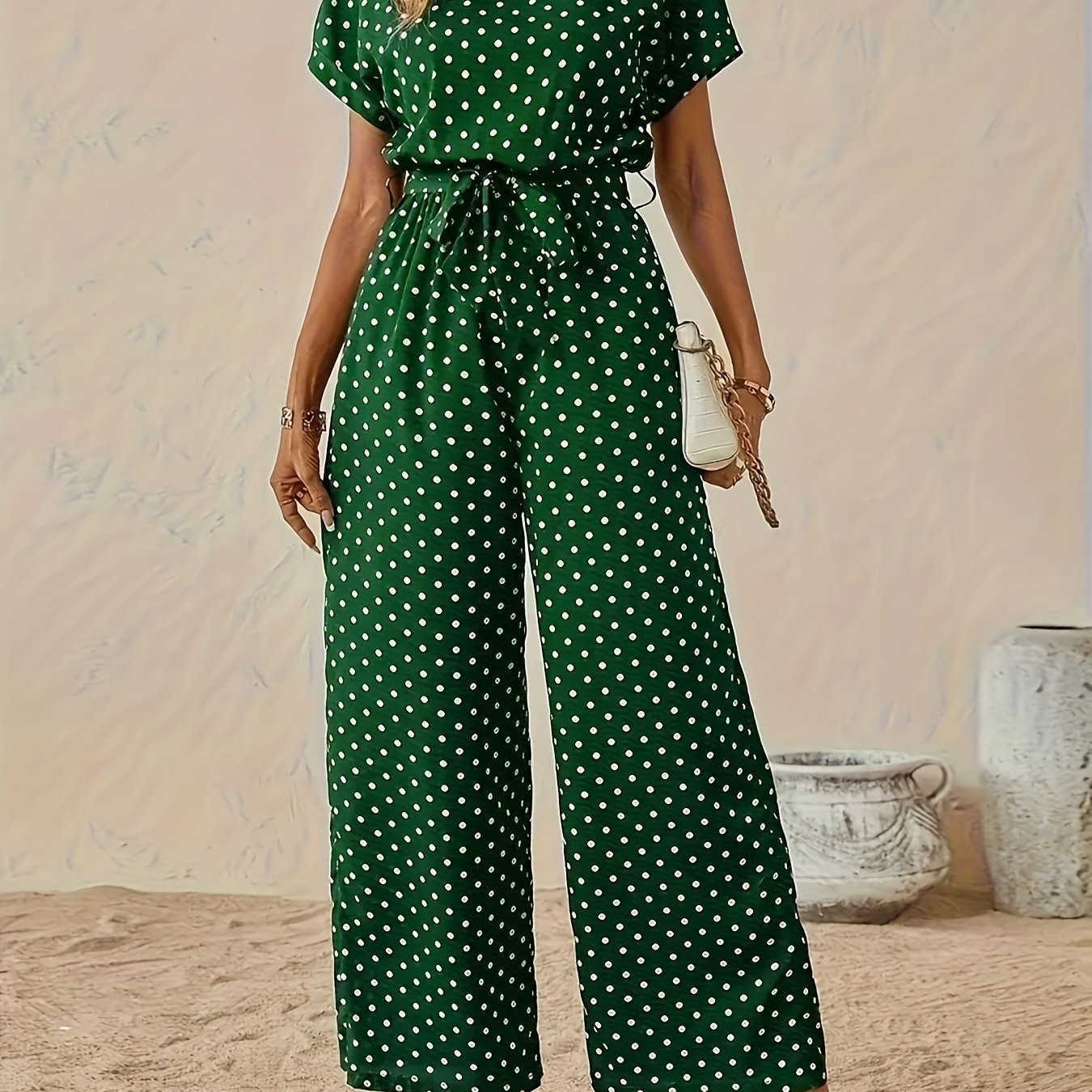 Elegant Women'S Polka Dot Jumpsuit | Off the Shoulder Style, All-Season Suitable for Adults