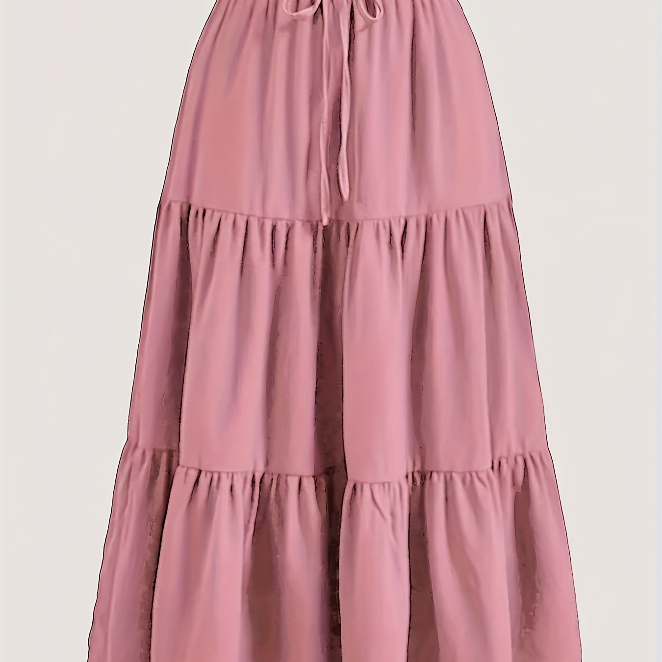 Women's Olive Green Pleated Midi Skirt - Lightweight Adjustable Drawstring Waist, Hand Washable Spring/Summer Elegant Solid Color Skirt for Casual & Formal Outfits, Casual Attire, Nontransparent Fabric, Spring Fashion, Classic Style, Breathable Material,