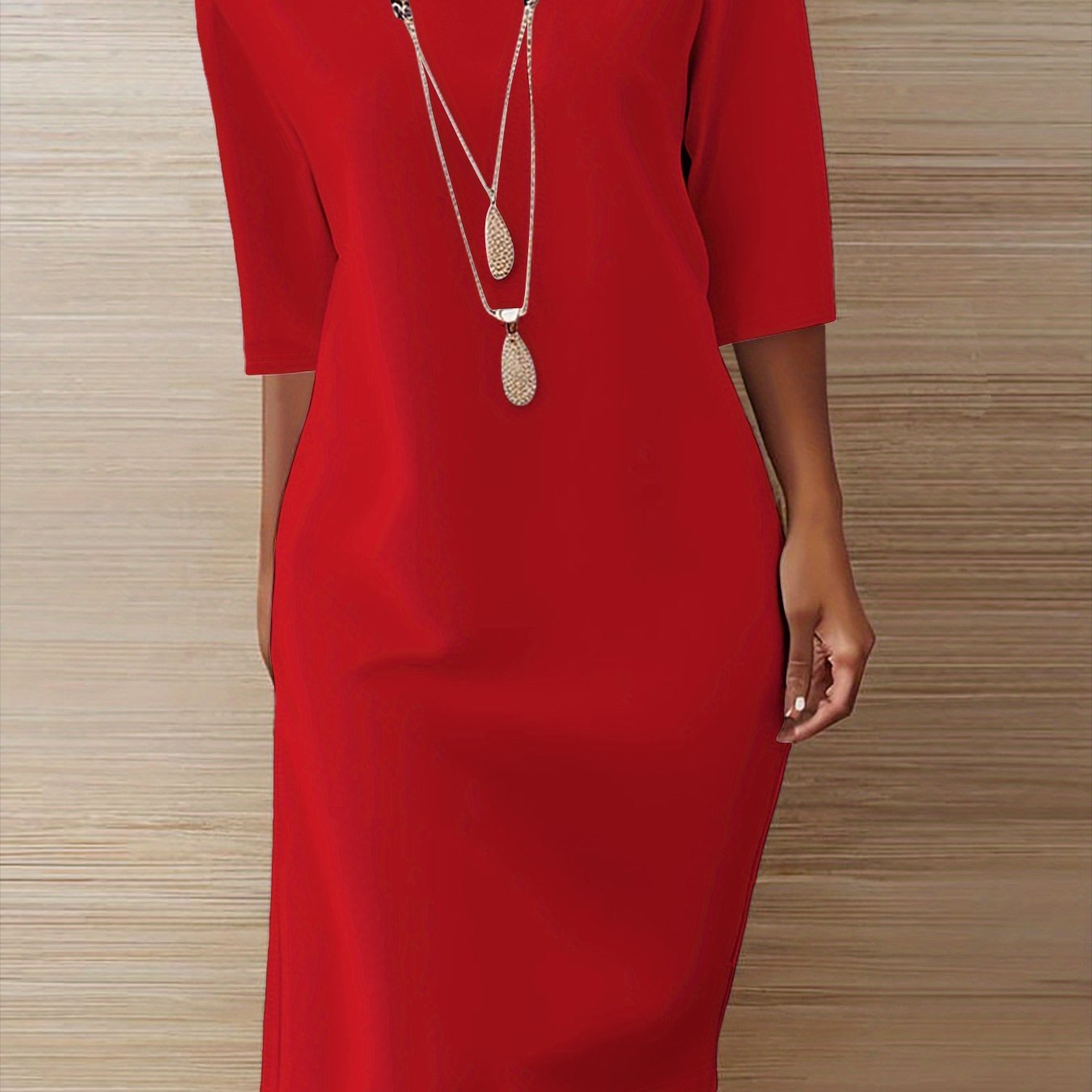 A-Line Dress Short Sleeve Round Neck Loose Fit Dress - Machine Washable Solid Color Casual Wedding Guest Dress for Spring Fall Outfits, Versatile Day to Evening Wear with Comfortable Loose Fit
