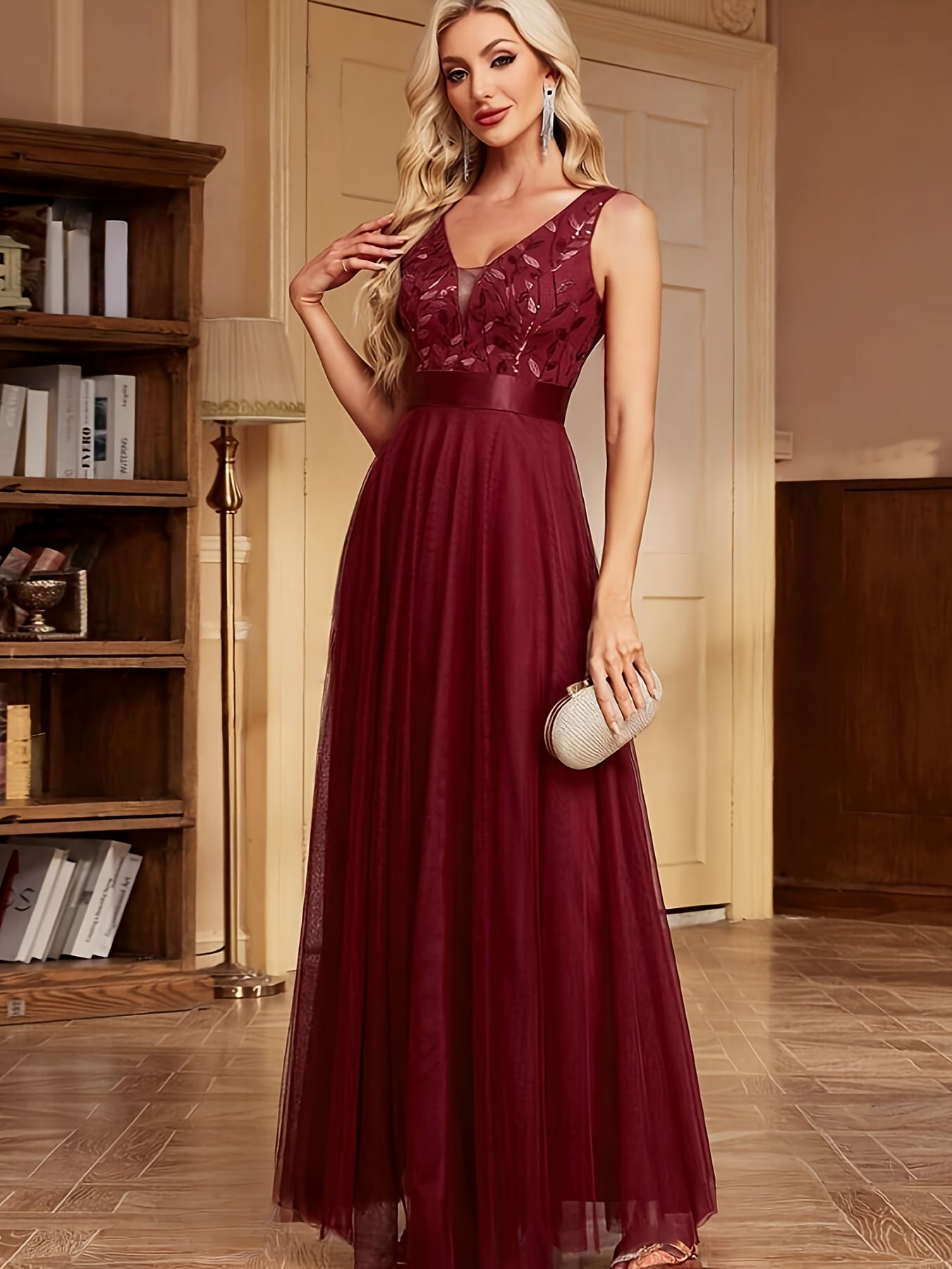 Fashionable Sexy New Women'S Sequin Mesh Patchwork A-Line Party Dress
