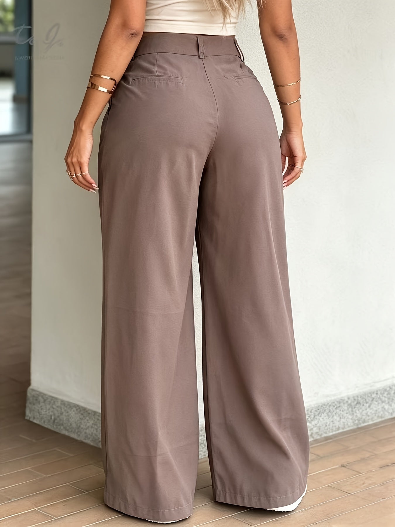 New Spring/Summer High-Waist Pleated Wide-Leg Pants, Casual Loose-Long Trousers