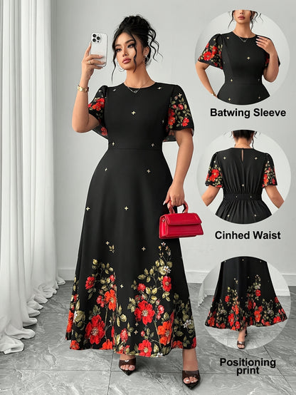 Plus Size - Plus Size - Cross-Border Elegant Casual Fashion Floral Print Dress TM849