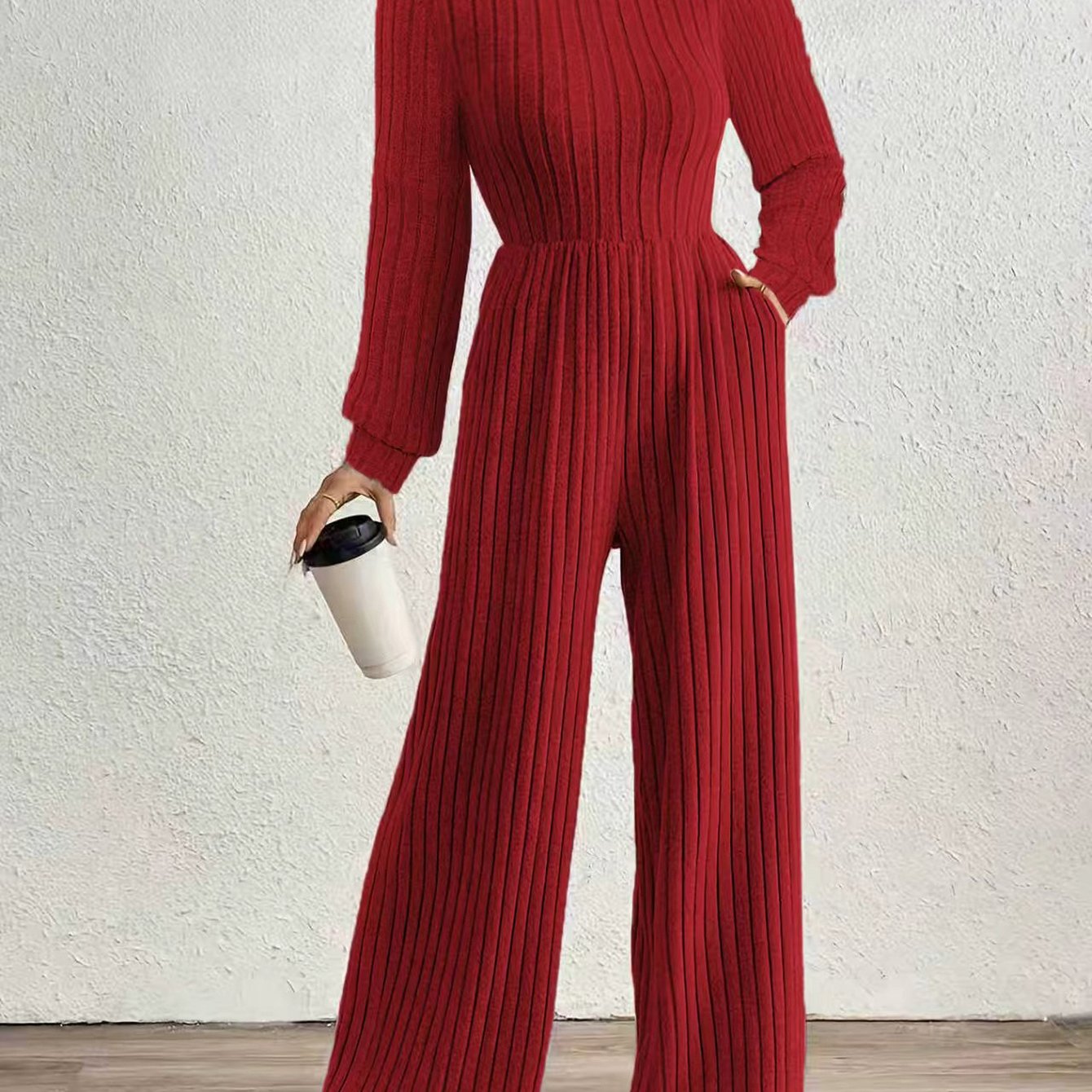 ZD0831142 Directional Fashion Turtleneck Long Sleeve Versatile Women'S Jumpsuit