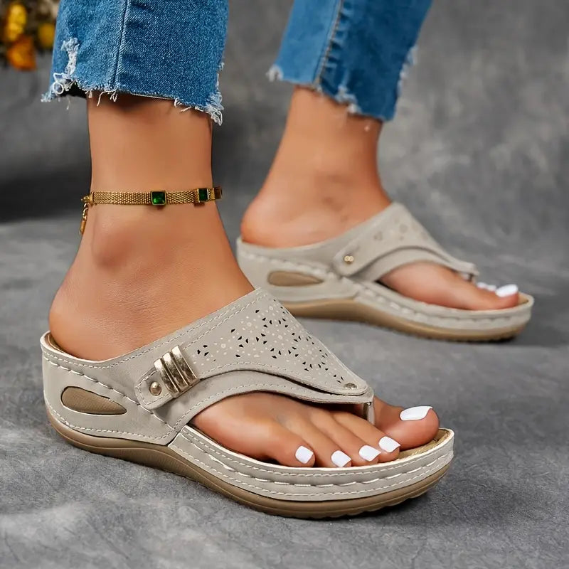 Comfortable Thong Sandals for Women with Toe Post Contoured Arch Support Flip Flop Style