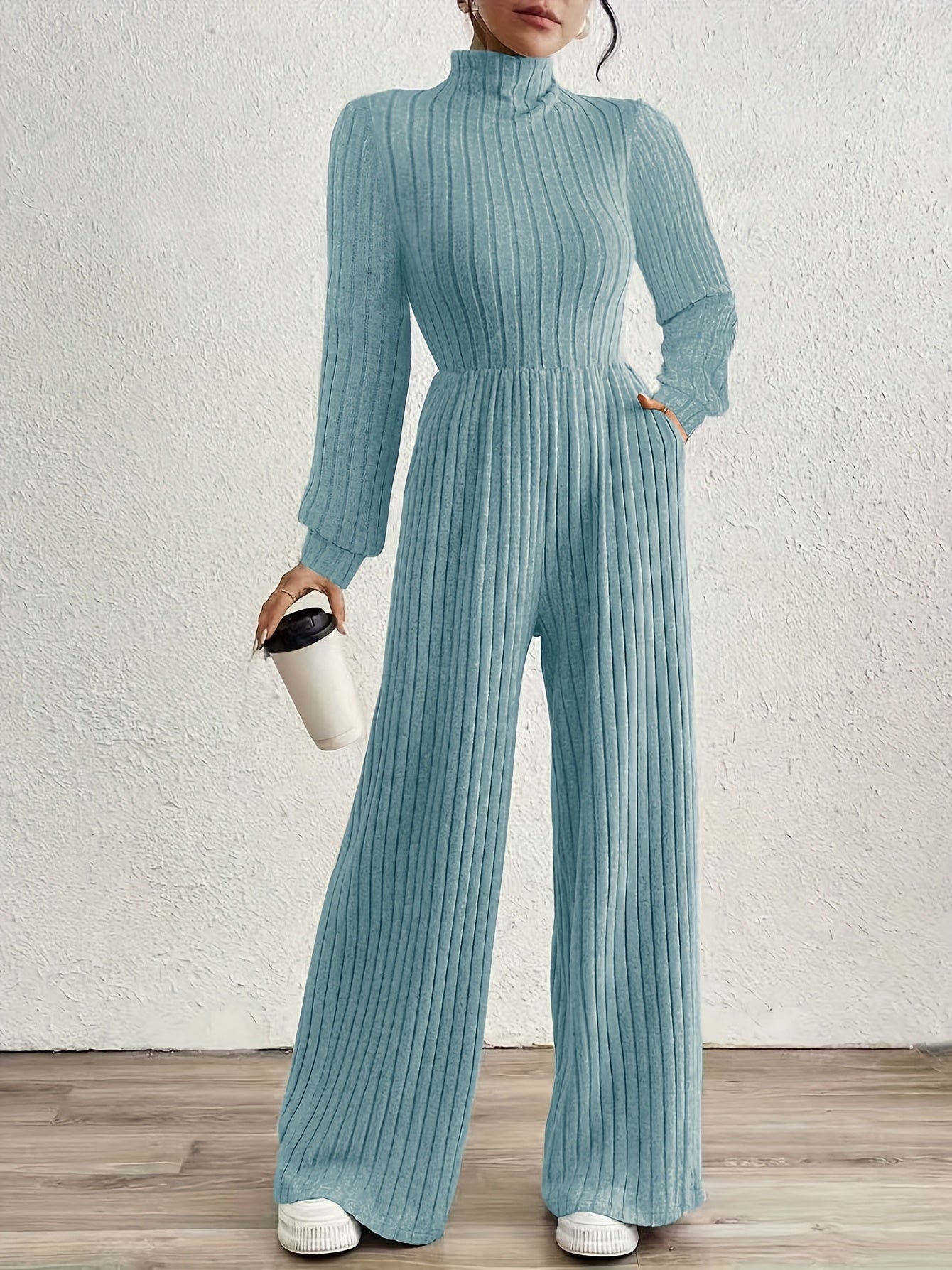 ZD0831142 Directional Fashion Turtleneck Long Sleeve Versatile Women'S Jumpsuit