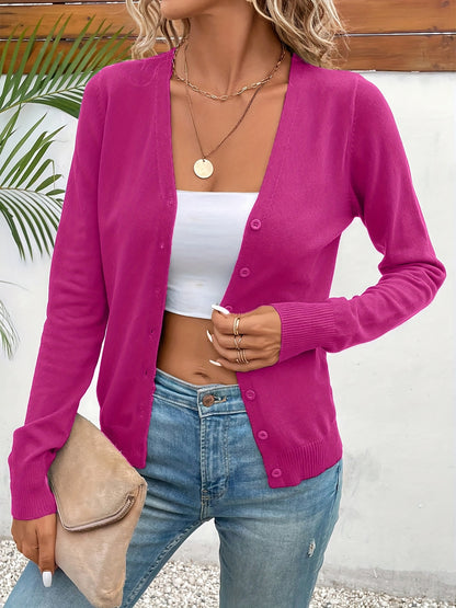 Elegant Women'S Solid Color Jacket, a Minimalist High-End Cardigan, Versatile Outerwear for Spring And Autumn