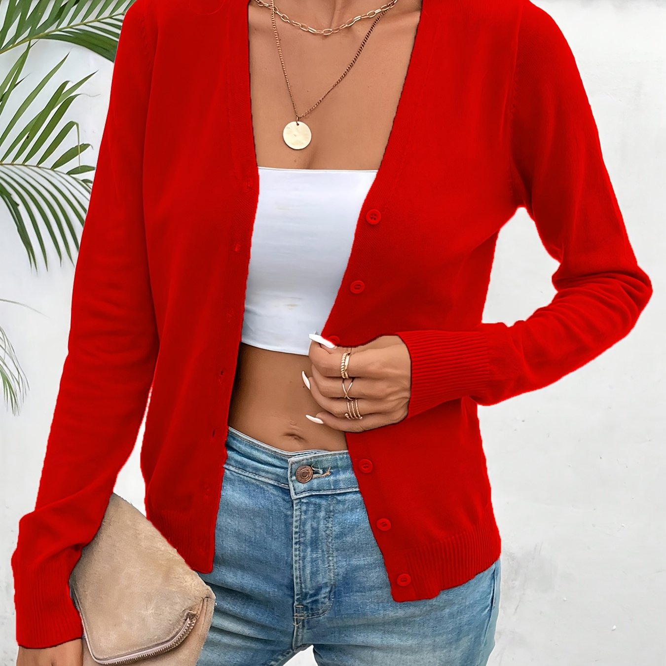 Elegant Women'S Solid Color Jacket, a Minimalist High-End Cardigan, Versatile Outerwear for Spring And Autumn
