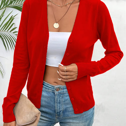 Elegant Women'S Solid Color Jacket, a Minimalist High-End Cardigan, Versatile Outerwear for Spring And Autumn