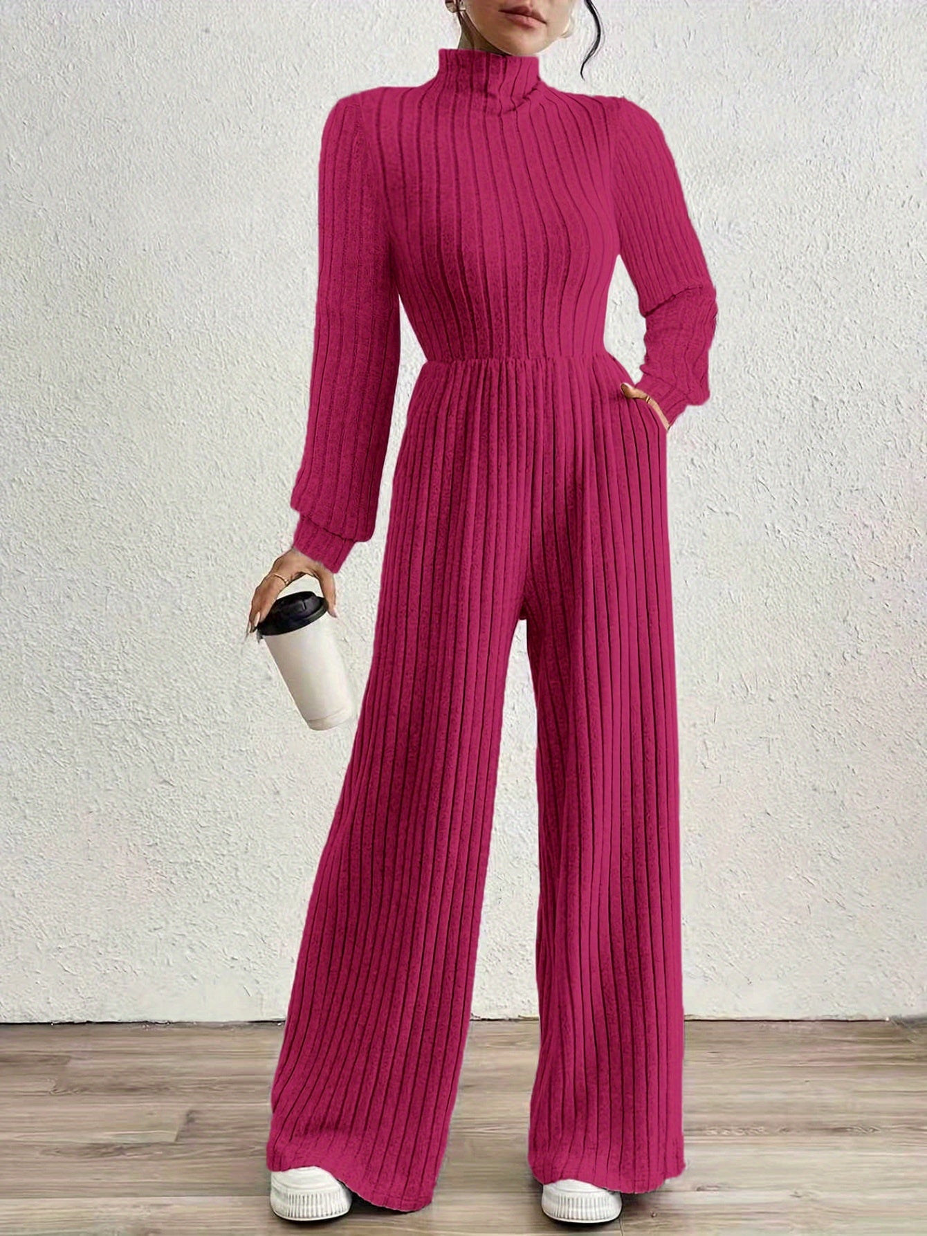 ZD0831142 Directional Fashion Turtleneck Long Sleeve Versatile Women'S Jumpsuit