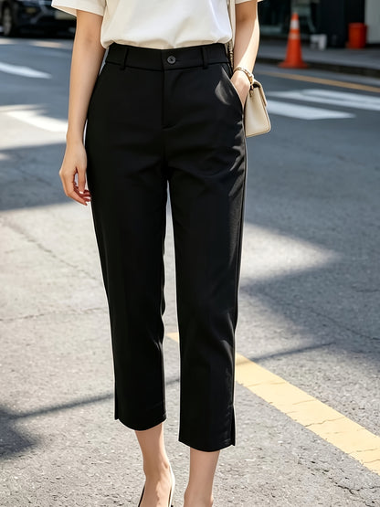 [Summer Style Slit Pants] 2026 Summer Style Slit Suit Pants | Draped Straight-Leg Cropped Trousers, Versatile Commuter and Casual