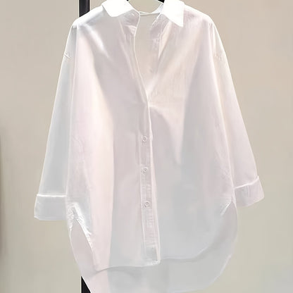 Women's Classic Long Sleeve Button- Shirt