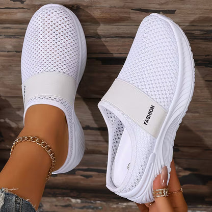 Comfortable Slides for Women with Closed Toe Breathable Mesh Backless Slip On Style
