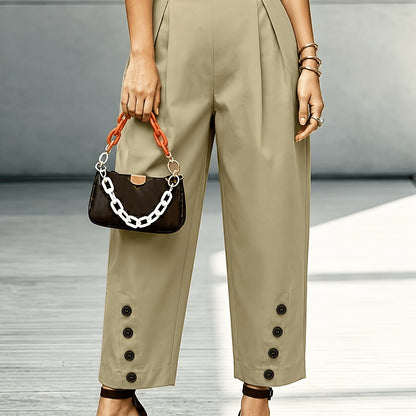 New Casual Urban Simple Straight-leg Button-pleat Design Trousers, Suitable for Commuting, Workplace, Daily Wear, Business Office, Versatile and Fashionable Everyday Casual Attire
