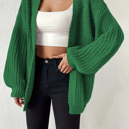 Women's Elegant Oversized Black Cardigan - Soft Open Front Sleeve Machine Washable Cozy Fall Winter Sweater for Casual & Formal Outfits, Cute Sweater, Versatile Layering, Relaxed Fit, Durable Construction, Stylish Coverup, Weekend Outfit