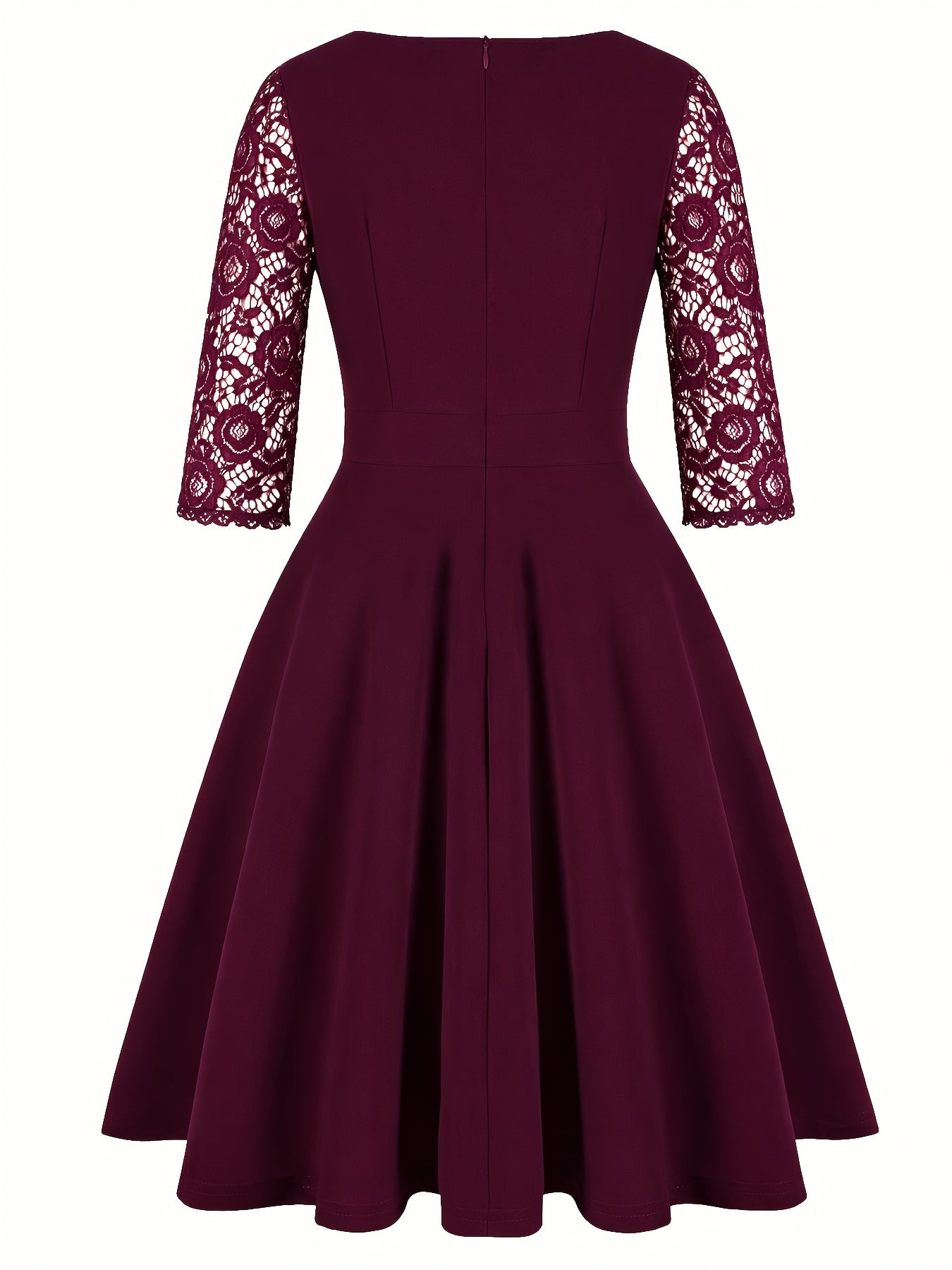 Vintage Floral Lace Party Swing Dress with a Square Neckline for Women