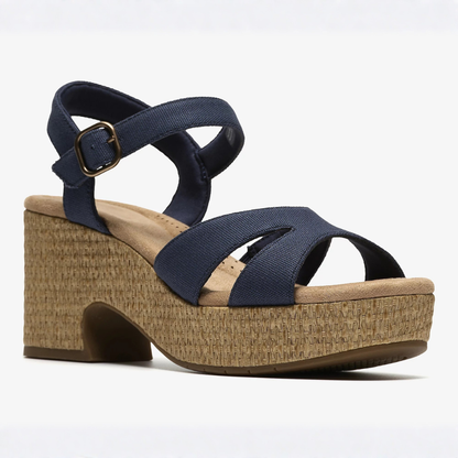 Comfortable Block Heel Sandals for Women with Crossover Strap Espadrille Platform Ankle Strap Style
