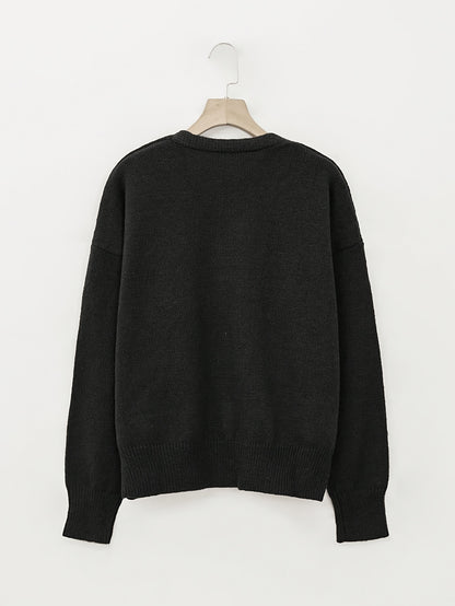 2026 Women'S Fashion V-Neck Button-Up Sweater, Casual Long Sleeve, Easy Style, Suitable for Outerwear, Relaxed And Casual, Autumn/Winter