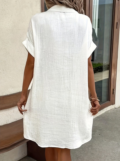 Solid Color Shirt Dress