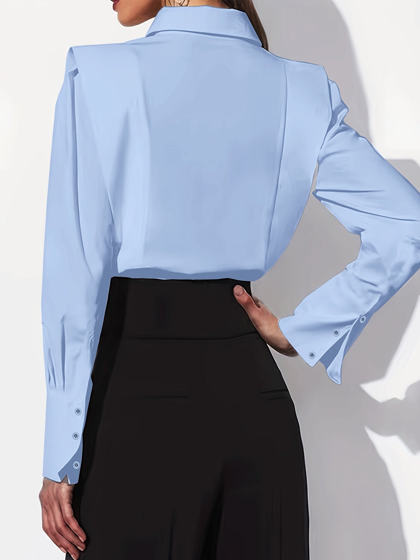 Women'S Solid Casual Button-Up Long Sleeve Shirt