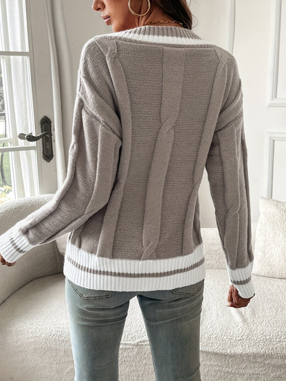Autumn and Winter Elegant V-Neck Minimalist Sweater
