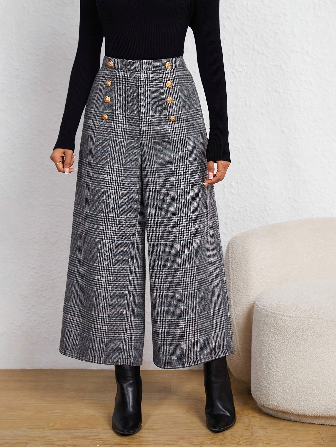 Elegant Casual Checkered Women'S Capri Pants