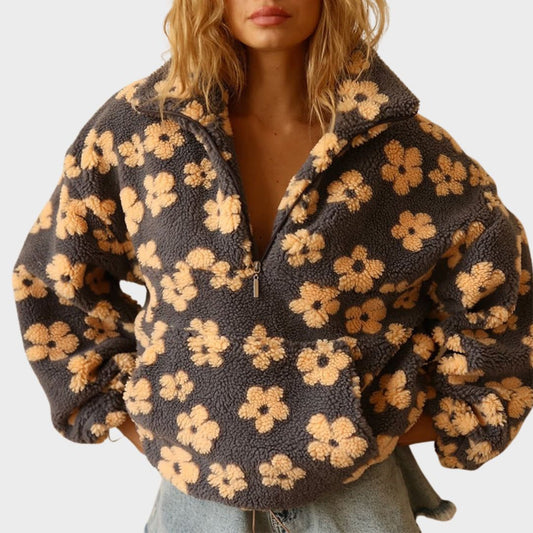 Women’s Sweater | Floral Quarter Zip