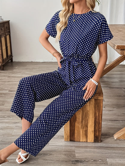 Elegant Women'S Polka Dot Jumpsuit | Off the Shoulder Style, All-Season Suitable for Adults