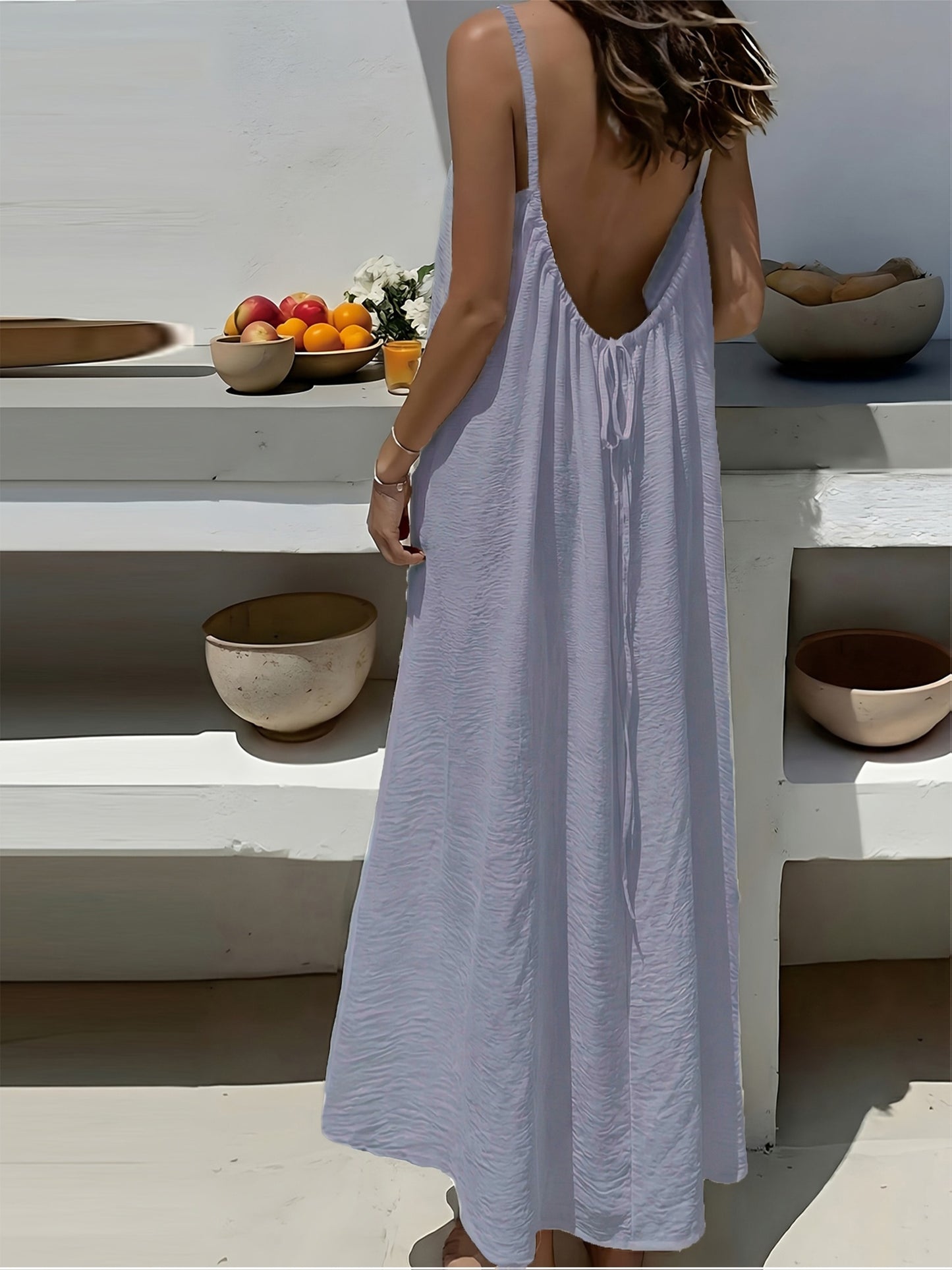 New camisole backless loose vacation style long home skirt dress for women