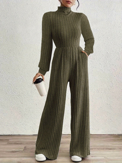 ZD0831142 Directional Fashion Turtleneck Long Sleeve Versatile Women'S Jumpsuit
