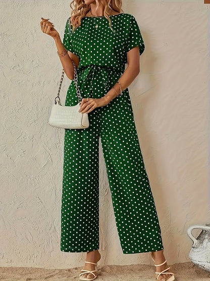 Elegant Women'S Polka Dot Jumpsuit | Off the Shoulder Style, All-Season Suitable for Adults