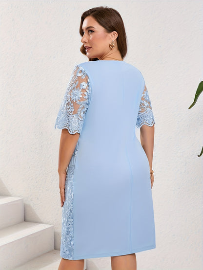 Plus Size - Plus Size - Plus Size Women'S Dress Embroidered Lace Patchwork Slim Cocktail Dress Sheath Dress