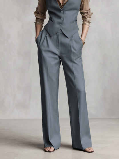 [Elite Light Vest] Elite Light Vest + Pleated Pants | Workplace Suit | Mature Style High Waist Daily Commute