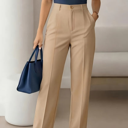 ZD260609038 2026 New Women's Elegant Casual Slim-Fit Trousers, Women's Solid Color Long Pants, Four Seasons Style for Daily Wear, Work, and Casual Outings