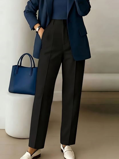 ZD260609038 2026 New Women's Elegant Casual Slim-Fit Trousers, Women's Solid Color Long Pants, Four Seasons Style for Daily Wear, Work, and Casual Outings