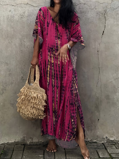 Plus Size Women's Beach Cover-Up Dress Kaftan, Large Summer Casual Beachwear