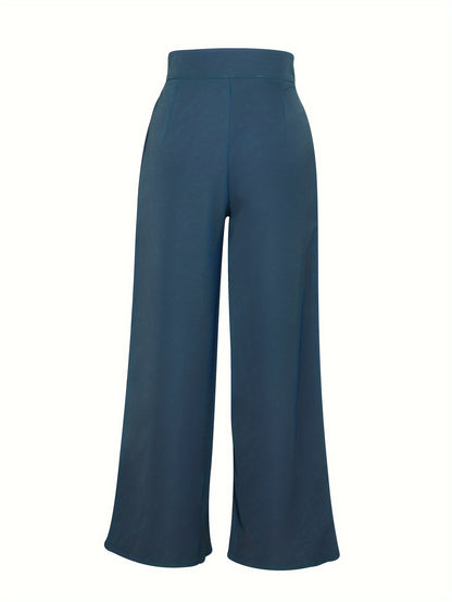 Effortless Khaki Wide Leg Pants for Women with High Waist Pleated Button Front Relaxed Style