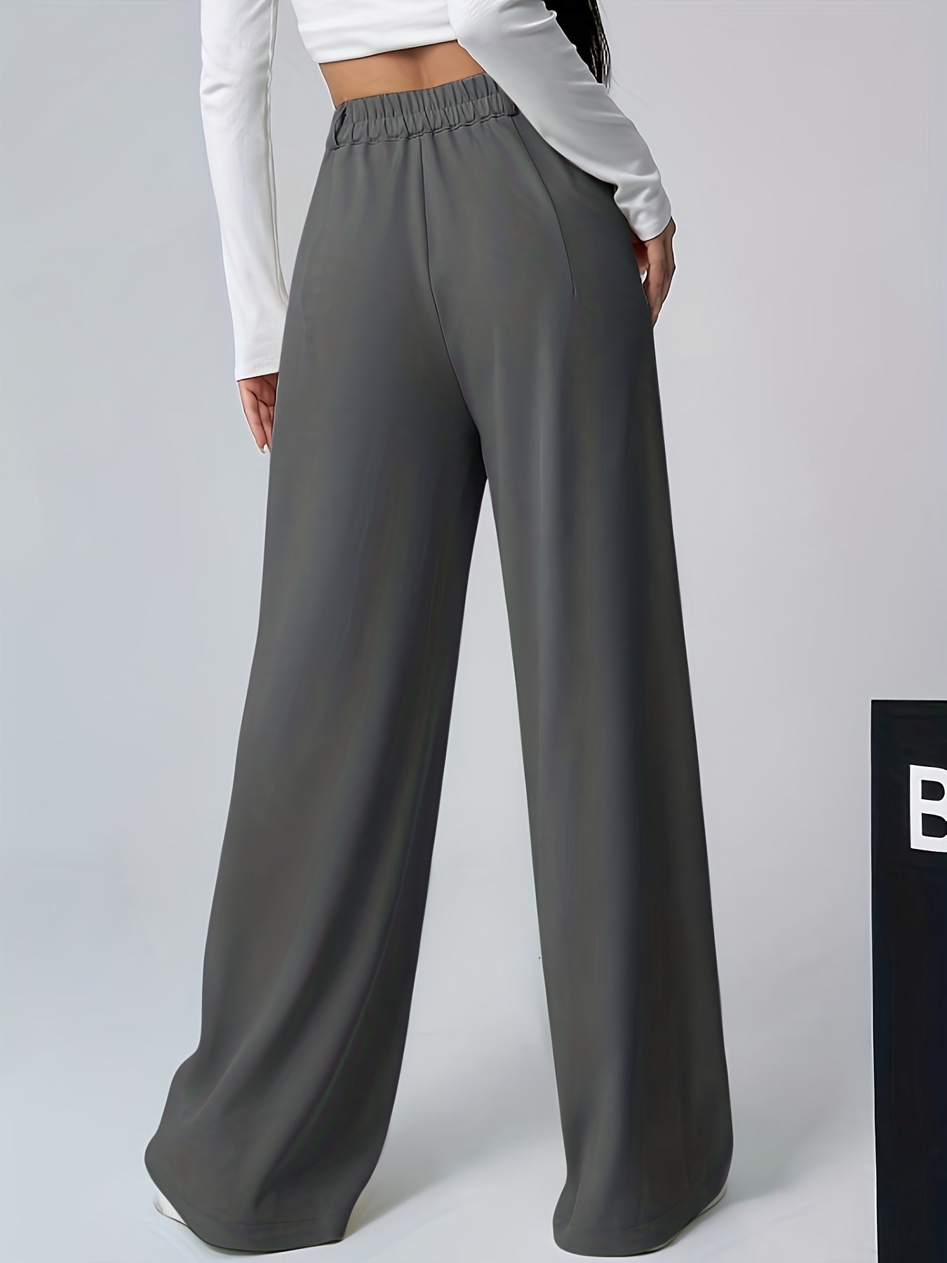 Women's Spring,Summer Apricot High-Waist Flowy Wide-Leg Pants, High-End Loose Fit, Leg-Lengthening Effect, Comfortable, Non-Constricting, Versatile for Commuting, Daily, Casual Wear