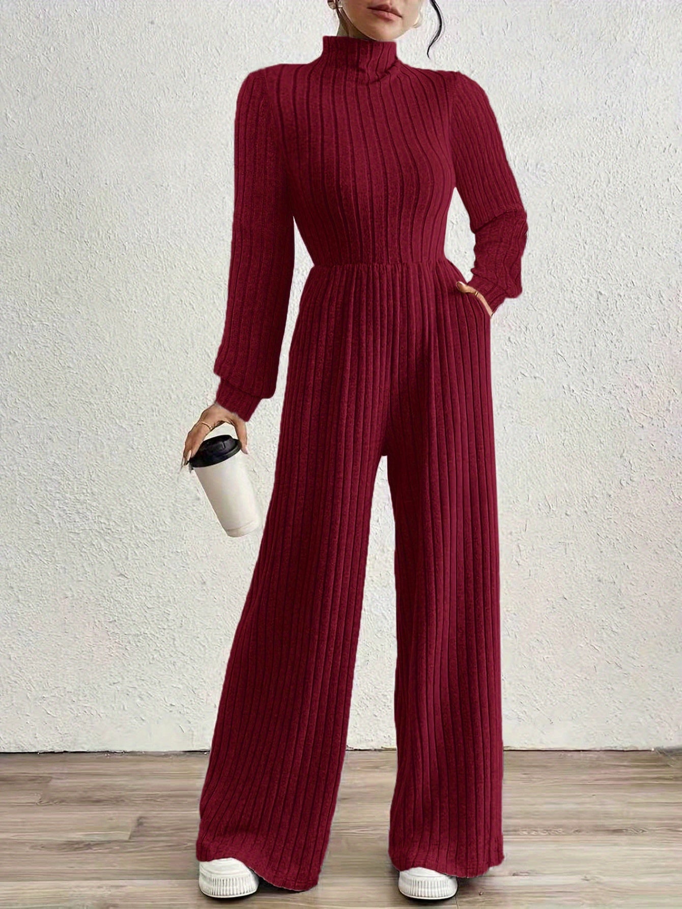 ZD0831142 Directional Fashion Turtleneck Long Sleeve Versatile Women'S Jumpsuit