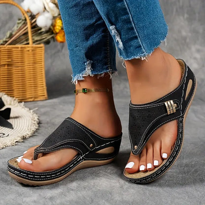 Comfortable Thong Sandals for Women with Toe Post Contoured Arch Support Flip Flop Style