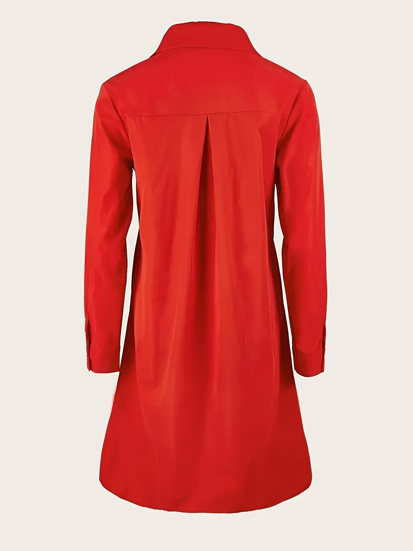 European and American Solid Color Loose Lapel Long Sleeve Shirt Dress