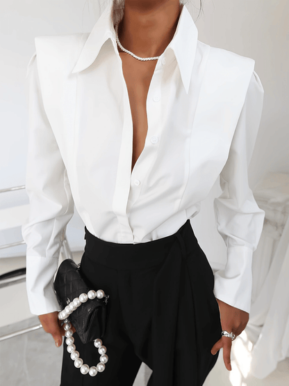 Women'S Solid Casual Button-Up Long Sleeve Shirt