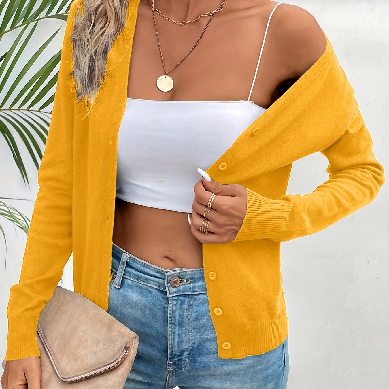 Elegant Women'S Solid Color Jacket, a Minimalist High-End Cardigan, Versatile Outerwear for Spring And Autumn