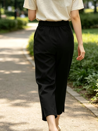 [Summer Style Slit Pants] 2026 Summer Style Slit Suit Pants | Draped Straight-Leg Cropped Trousers, Versatile Commuter and Casual