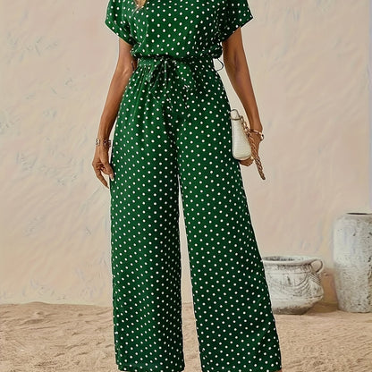 Elegant Women'S Polka Dot Jumpsuit | Off the Shoulder Style, All-Season Suitable for Adults