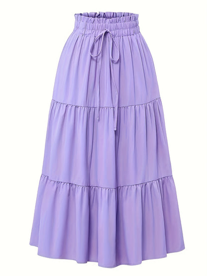 Women's Olive Green Pleated Midi Skirt - Lightweight Adjustable Drawstring Waist, Hand Washable Spring/Summer Elegant Solid Color Skirt for Casual & Formal Outfits, Casual Attire, Nontransparent Fabric, Spring Fashion, Classic Style, Breathable Material,