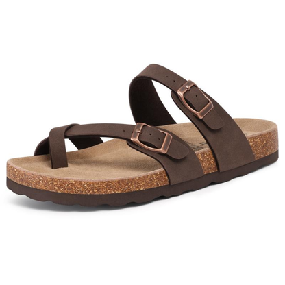Comfortable Thong Sandals for Women with Adjustable Buckle Strap Cork Footbed Open Toe Style