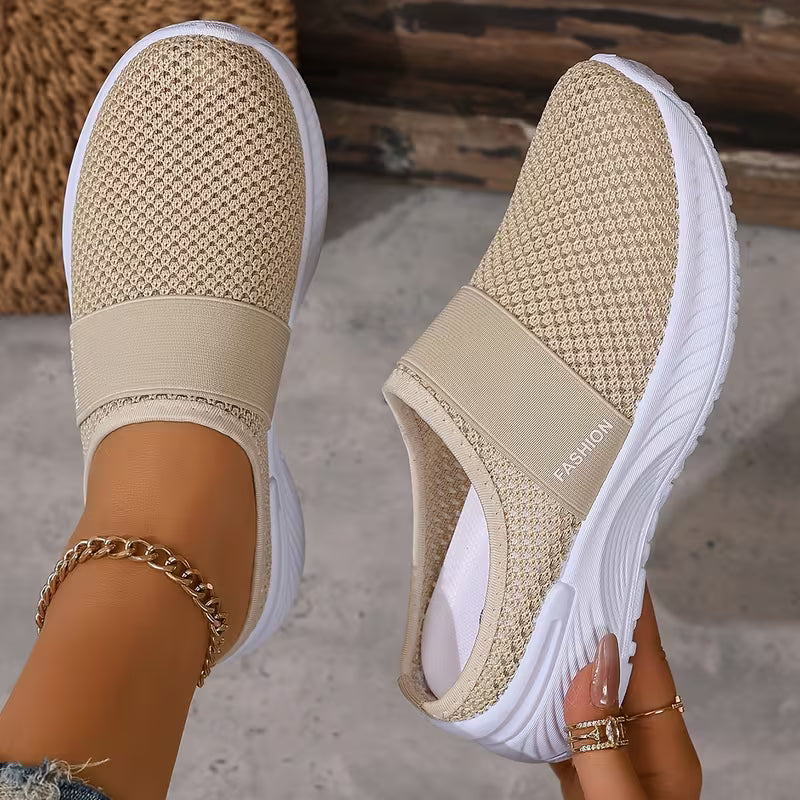 Comfortable Slides for Women with Closed Toe Breathable Mesh Backless Slip On Style