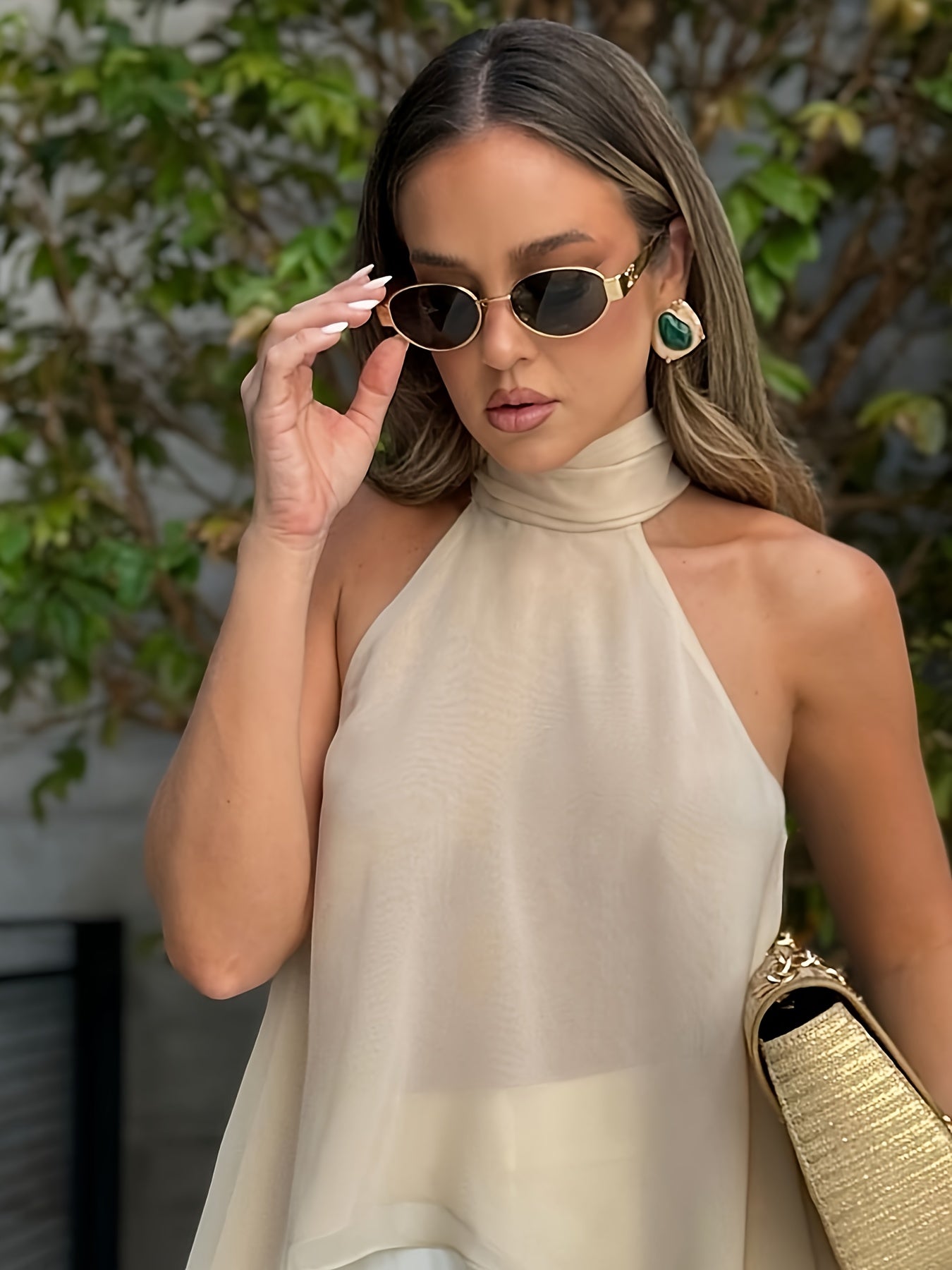 Sexy Halter Back Tank Top / New Temperament Ribbon Design / Aesthetic Back Satin Sleeveless Top