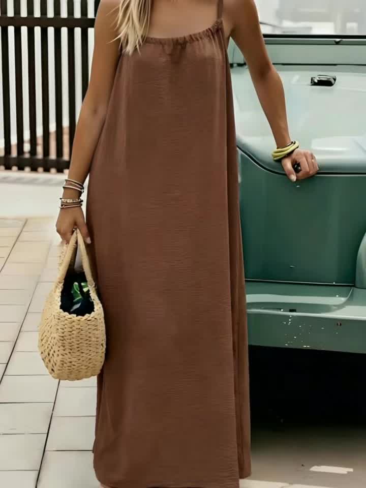 New camisole backless loose vacation style long home skirt dress for women